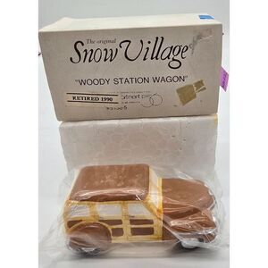The Original Snow Village Retired 1990 Woody Station Wagon Collectible Decoratio